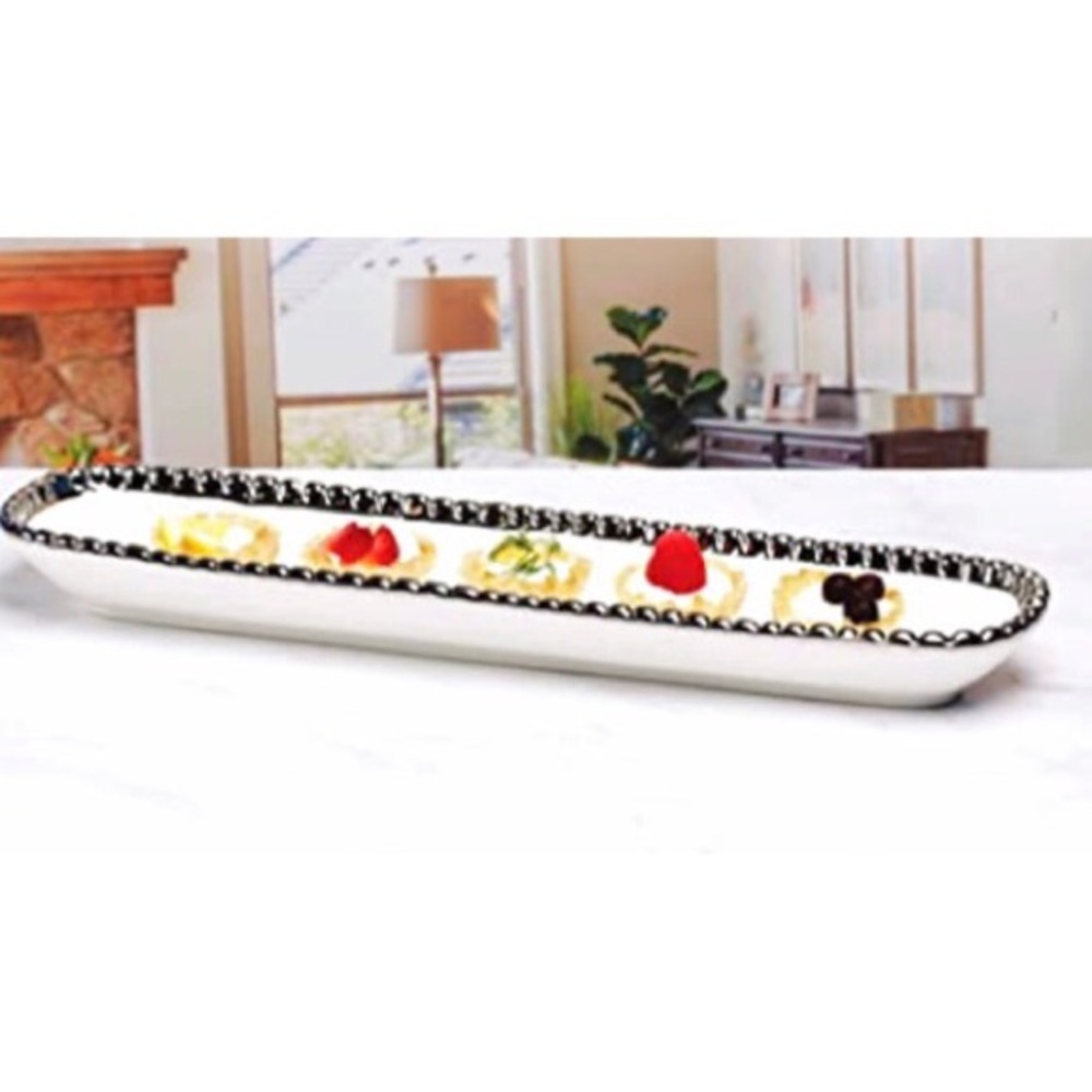 Silver Pearl Ceramic Rectangle Bowl